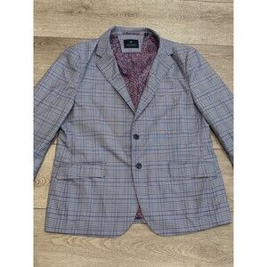 Tailorbyrd Collection Blazer Men’s 46R Blue Plaid Sports Jacket Paisley Lined